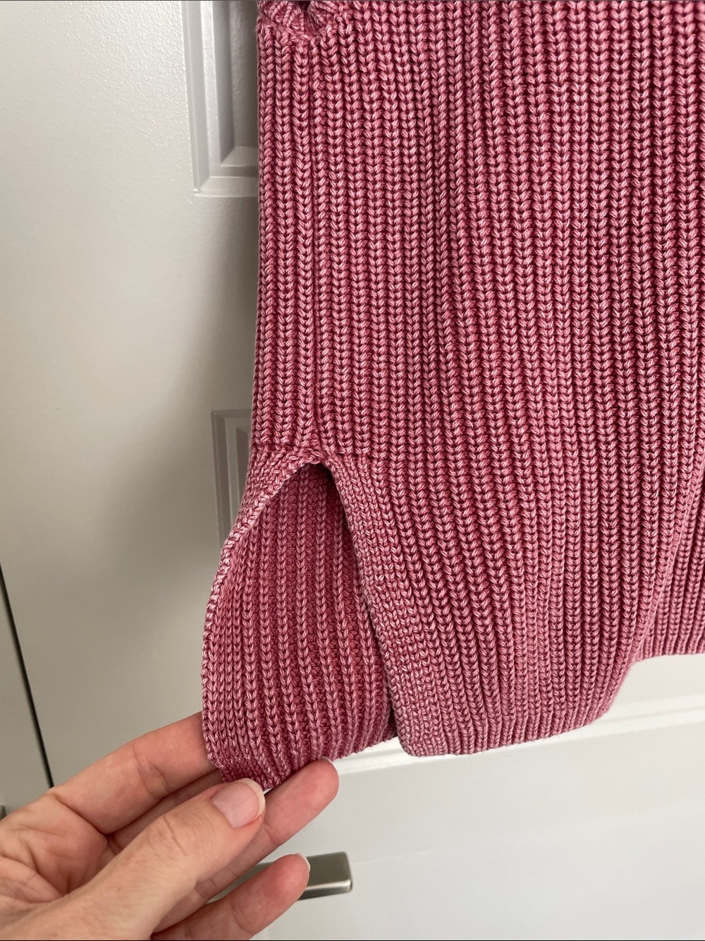 Lou & Grey 100% Cotton Women's Rib-Knit Pocket Sweater - Rose - Picture 6 of 7